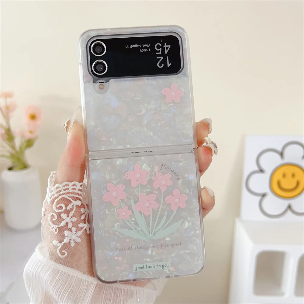 Tulip Flower Shell Pattern Luxury Ultrathin Shockproof Flip Case Cover