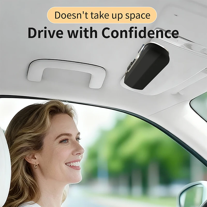 Universal clip-on car sunglasses holder sun visor eyeglass case soft-lined anti-scratch durable ABS fits all vehicles