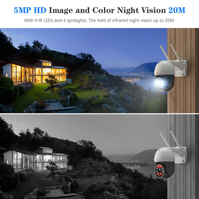 Ctronics 5MP 5G WiFi IP Camera Outdoor 360 Human Detection Auto Tracking Security Camera Color Night Vision CCTV Two Way Audio 6