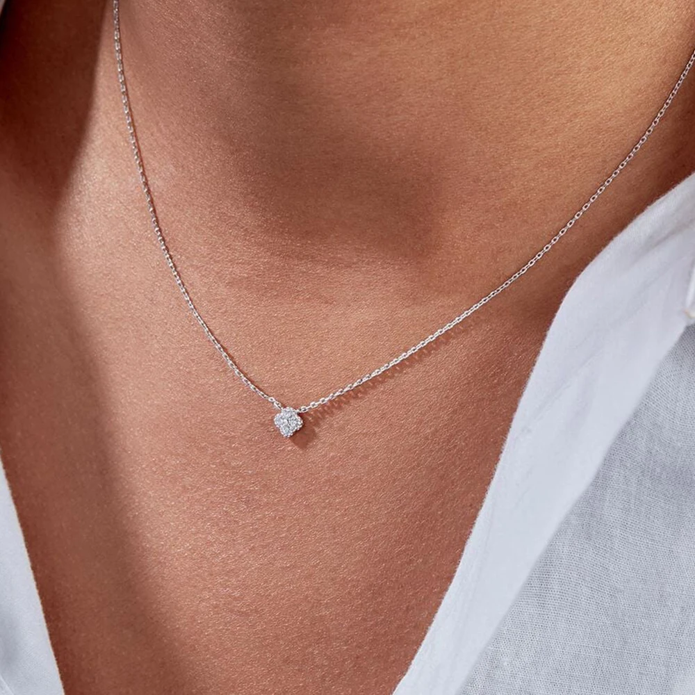 Set Gioielli Quadrifoglio In Argento 925 Con Zirconi - Collana E Orecchini Regalo Donna