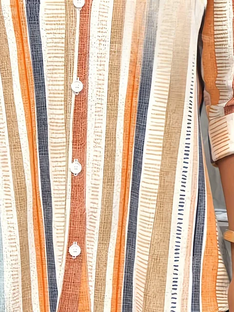 Camisa Listrada Feminina Laranja