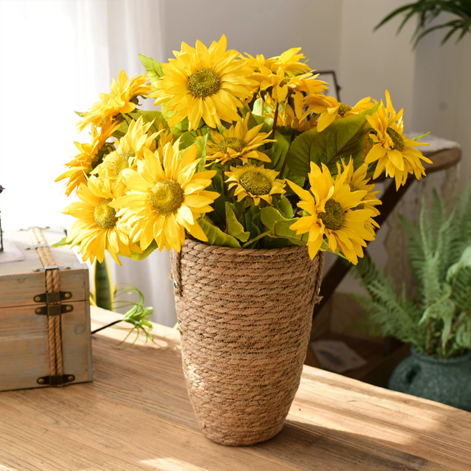 YARNOW Gewebter Blumenkorb Aus Seegras – Vintage Look | Vielseitig Als Pflanzkorb, Aufbewahrung Oder Deko | Natürliches Rattan-Design