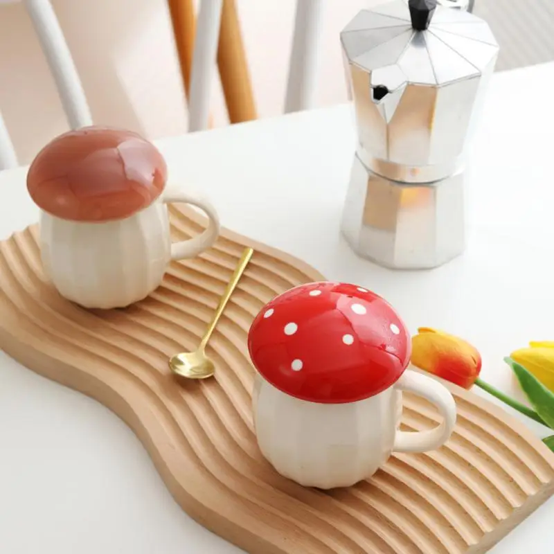 New Style Creative Cartoon Mushroom Theme Water Bottle Mug Cup Ceramic Material Grey And Red Two Colors 250ML | Дом и сад