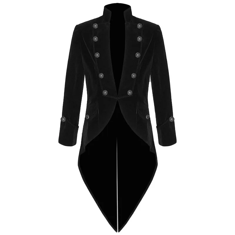 

Male Medieval Steampunk Jacket Irregular Halloween Party Coat Retro Gothic Cosplay Costume Full Sleeve Buttons Tuxedo