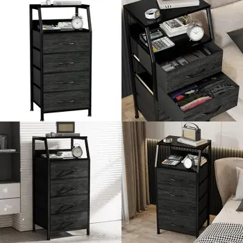 4-Drawer Fabric Dresser Tower – Black Bedroom & Kids Room Organizer 1