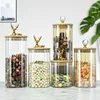 Nordic Transparent Glass Jar High Borosilicate Glass Grain Storage Jar Golden Deer Head Bamboo Cover Dried Fruit Storage Jar 1