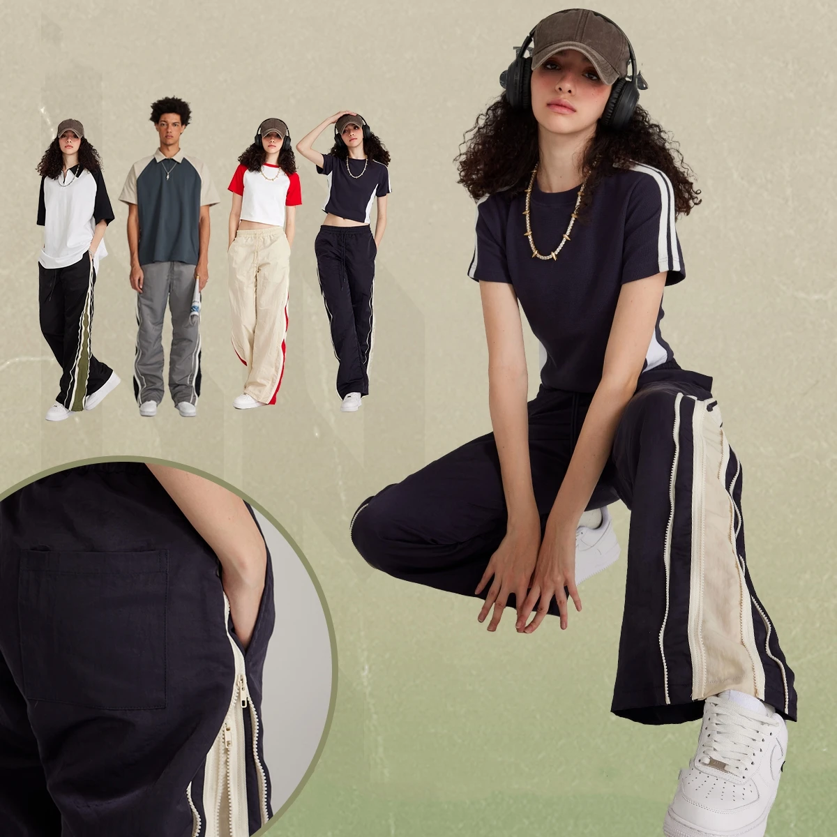 

Hiphop Leader Zipper Sports High Streetwear Hip Hop Pants Jesus Traff Vintage Cargo Safari Justin Bieber Pantalones Women 2023SS