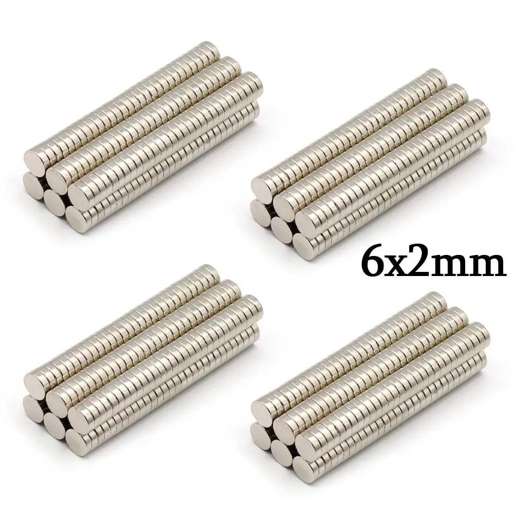 6 mm x 2 mm, superstarker runder Neodym-Magnet, leistungsstarke Magnete, N35, kleiner permanenter magnetischer NdFeB-Kühlschrankmagnet, 6 x 2 – Detail 1