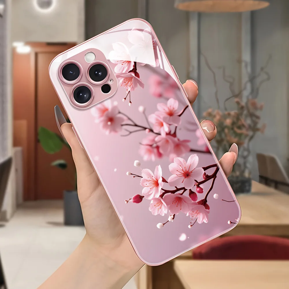 Floral Glass Phone Case Cover