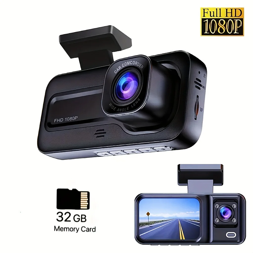 2 Lens Dash Cam, Car DVR HD 1080P Car Recorder Camera With 2 Inch Screen, Night Vision, Loop Recording, Motion Detection For Dri