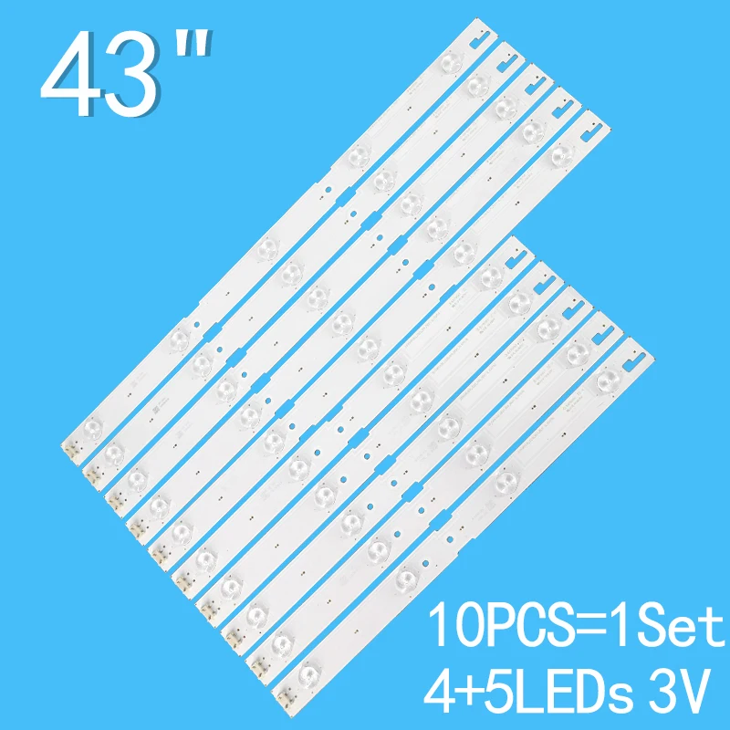 10Pcs Led Bar Light Per Samsung 43 "Grundig 43 Vle6629 43 Vle6524 43 Gfb6627 Ic-B-Hwcr43D641R Muslimate Lm41-00174A 00173A