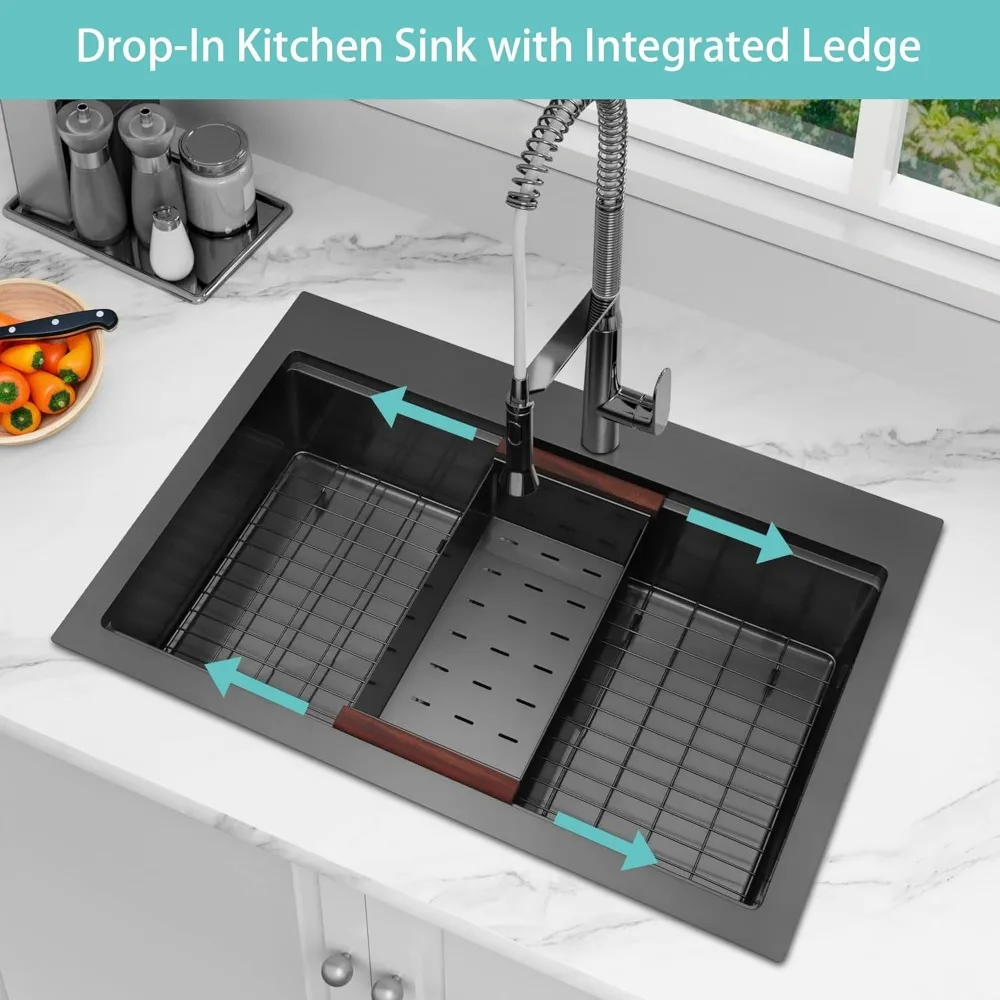 Kitchen Sink Black Kitchen Sink, Drop In Kitchen Sink, Stainless Steel Kitchen Sink, Single Bowl Kitchen Sink, Workstation 5
