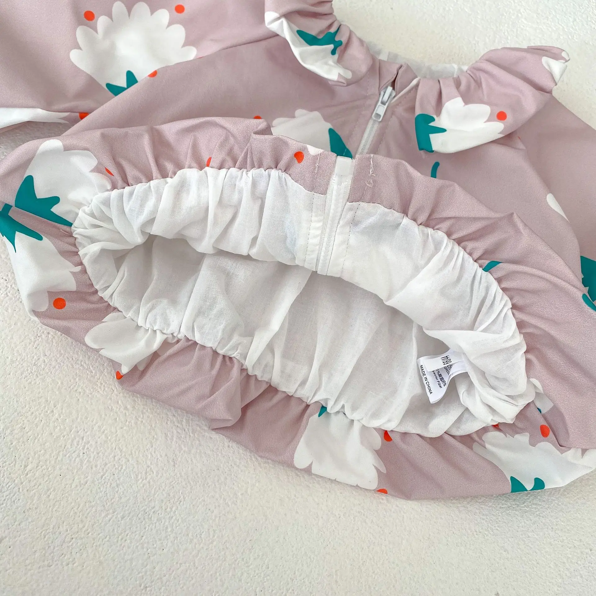 용수철 다목적 여아 튤립 프린트 꽃 봉오리, 방풍 및 트렌디 스타일, 맞춤형 작고 산뜻한 코트