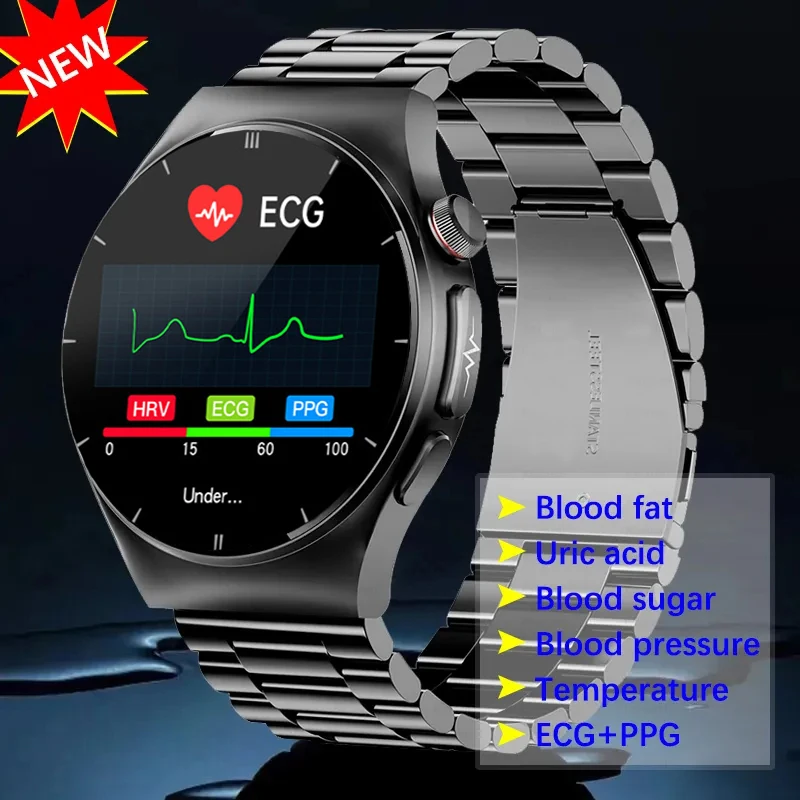 

HRV-AI Medical Diagnosis Smart Watch ECG Blood Glucose Uric Acid Blood Lipid Measurement Smartwatch SOS Emergency Call Watches