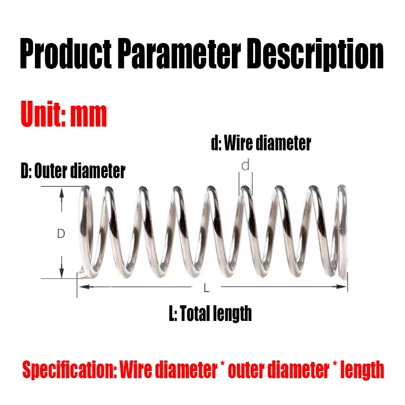 Ressorts De Compression Acier Inoxydable 304 - Diam. Ext. 5mm, Fil 0.4mm - Longueur Libre 25mm - Lot 30