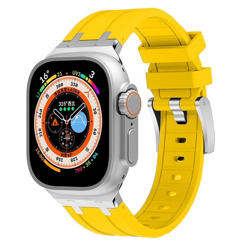 Titanium Metal Head Silicone Band with Rubber Strap