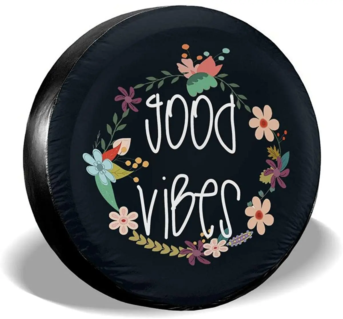 

Car Spare Tire Cover Good Vibes for Jeep Trailer Rv Truck 14 15 16 17 Inch Waterproof and Dustproof Tire Protection Bag