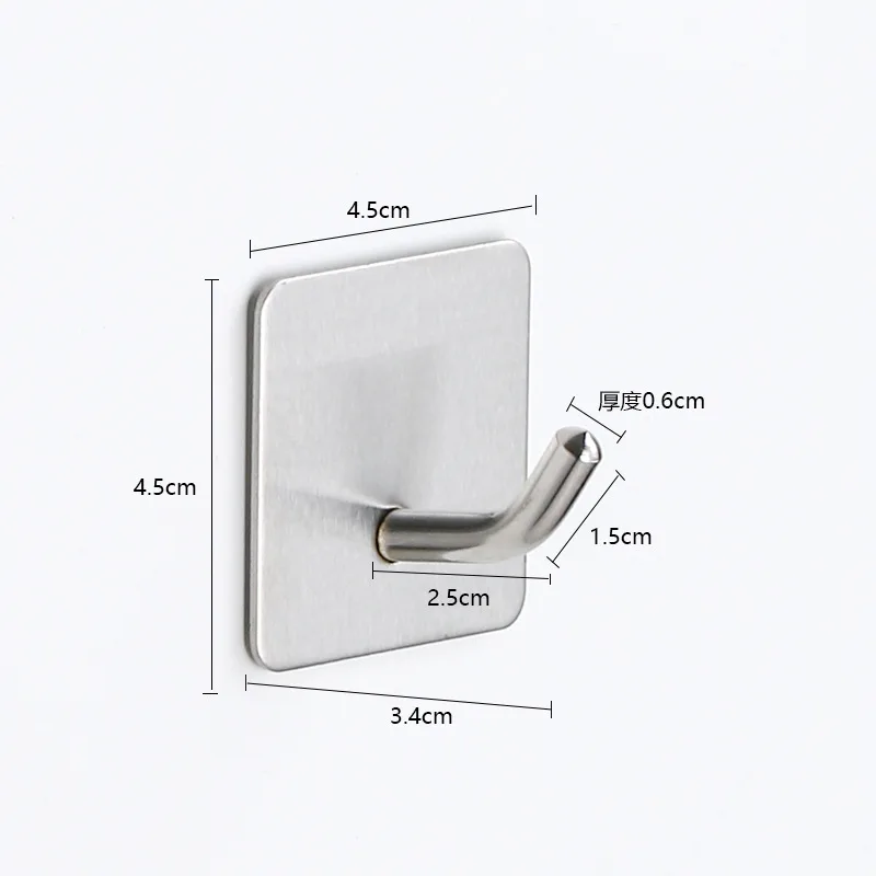 Self Adhesive Wall Hook Coat Rack Key Holder Towel Hooks Bedroom Stainless Steel Clothes Rack Kitchen Bathroom Accessories 6