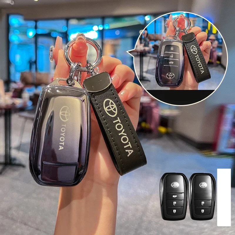 TPU Car Remote Key Case Cover Shell For Toyota Land Cruiser 300 Prado Crown TLK 200 Yaris Cross Hilux Innova Fortuner Camry 55