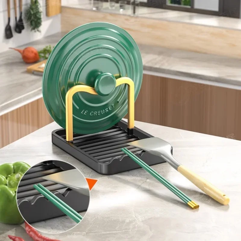 Floor Standing Pan Pot Lid Holder Stand Rack Spoon Rest Pot Lid Spatula Soup Spoon Storage Shelf Pot Lid Rack Kitchen Storage 5