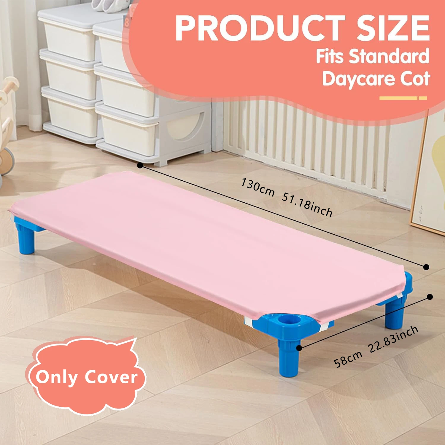 Copri lenzuola per lettino per bambini e età prescolare 23" L x 51" L Confezione lenzuola per l'asilo nido Dimensioni standard Poliestere traspirante Prescho - immagine 2