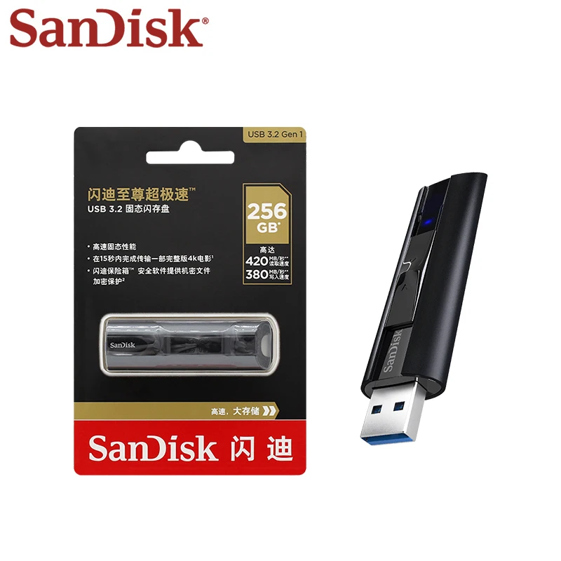 Unità Flash Usb Sandisk Cz880 Unità Flash Usb Ssd Usb3.2 Unità Flash Usb Di Grande Capacità Ultra Veloce Leggi 420M Scrivi 380 M/S
