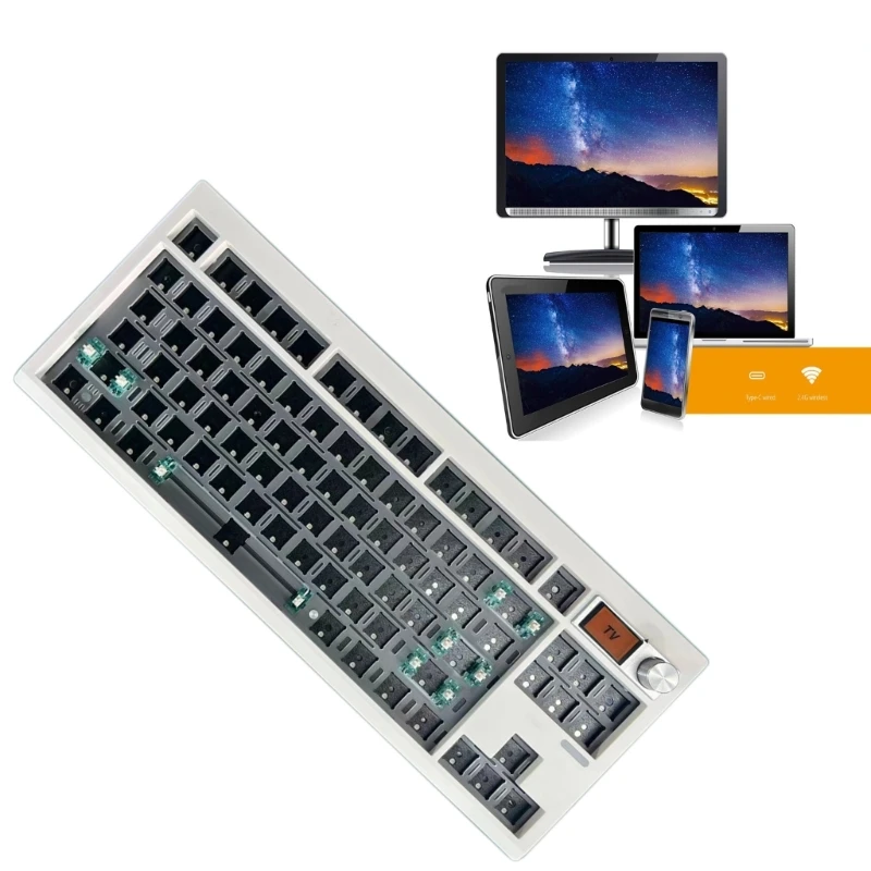 

GMK87 Customizable Keyboard 87keys BT5/2.4G/TypeC Improved Productivity Hot swappable Easy Switches Replacement