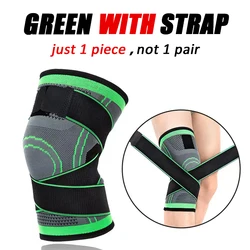 Adjustable Sports Knee Pad for Pain Relief and Stability (Green With Straps)