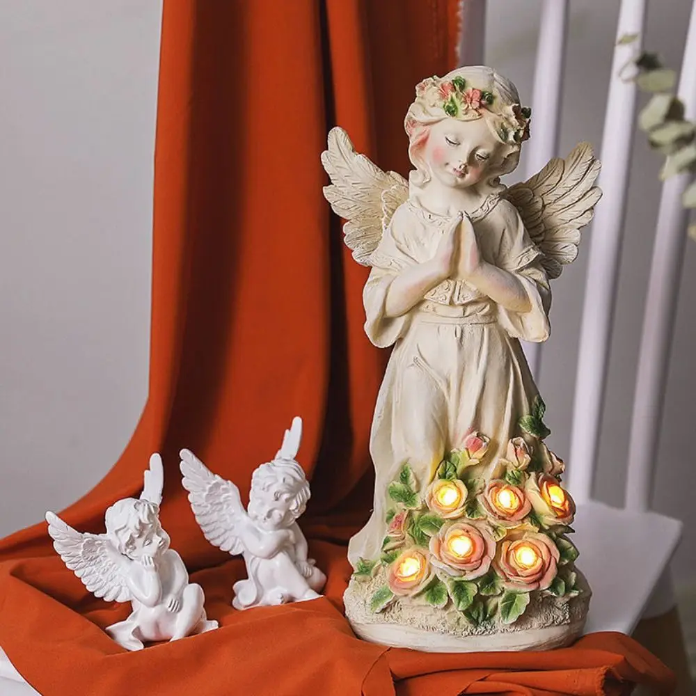 

Solar Powered Angel Ornament Creative LED Light Waterproof Figurine Night Lamp Fairy Angel Outdoor Lawn Courtyard Crafts