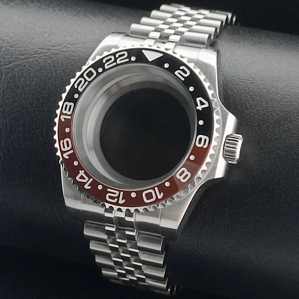 Premium GMT Watch Case with Bidirectional Sapphire Bezel and Slide Buck, 40MM, 5Bar Water Resistance