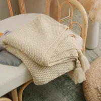 Wool Knit Plaid Blanket With Tassel Super Soft Bohemia Throw Blanket for Bed Sofa Cover Bedspread Decor Blankets 1