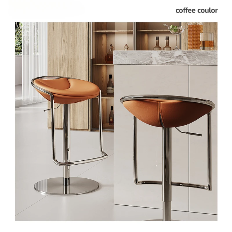 Simple White Lounge Bar Stool Portable High Beauty Metal Bistro Bar Chair Kitchen Swivel Comfortable Banqueta Home Furniture