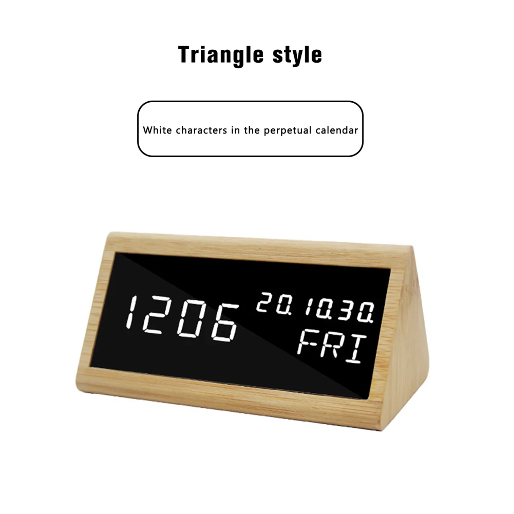 

Wooden Alarm Clock LED Digital Clock for Bedroom/Desks With USB Power Supply Voice Control Temperature Humidity Displaying