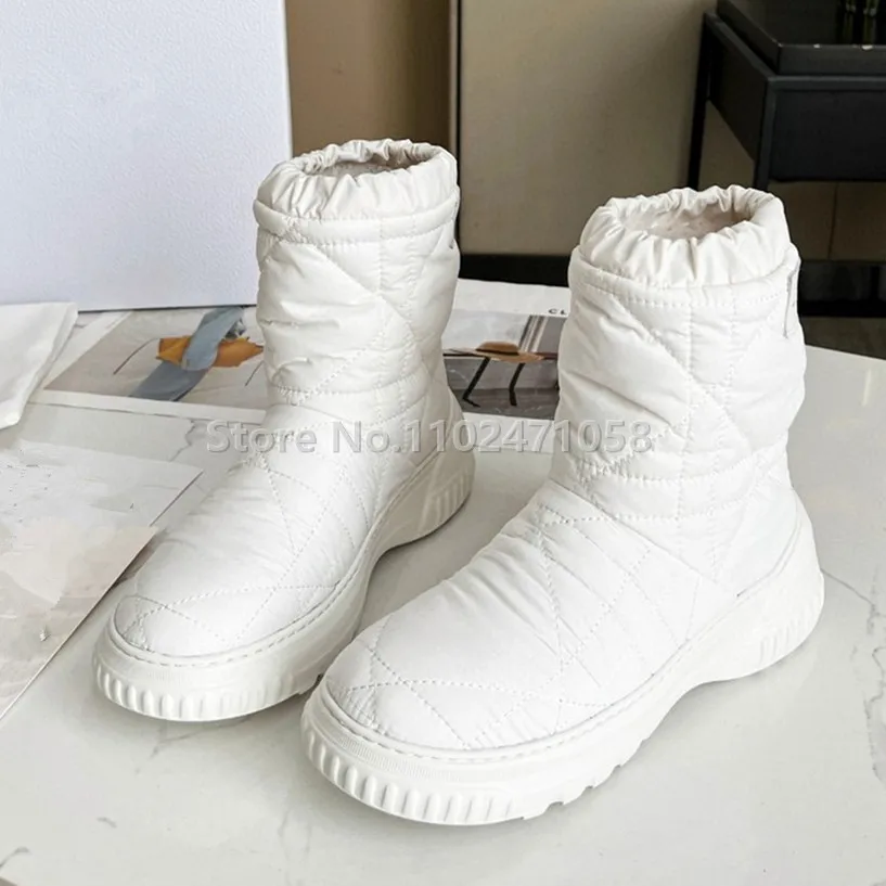 

Fashion Round Toe Chunky Bottom Women Mid-Calf Snow Boots Winter Warm Plush Slip-On Boots Outside Ladies Leisure Shoes