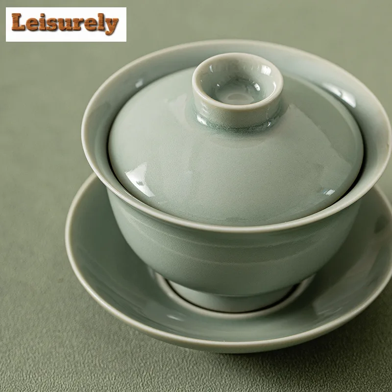 110ml Beixitang Vintage Alum Red Galze Ceramic Gaiwan Handamde Sancai Hand Held Tea Tureen Tea Maker Cover Bowl Service Gift