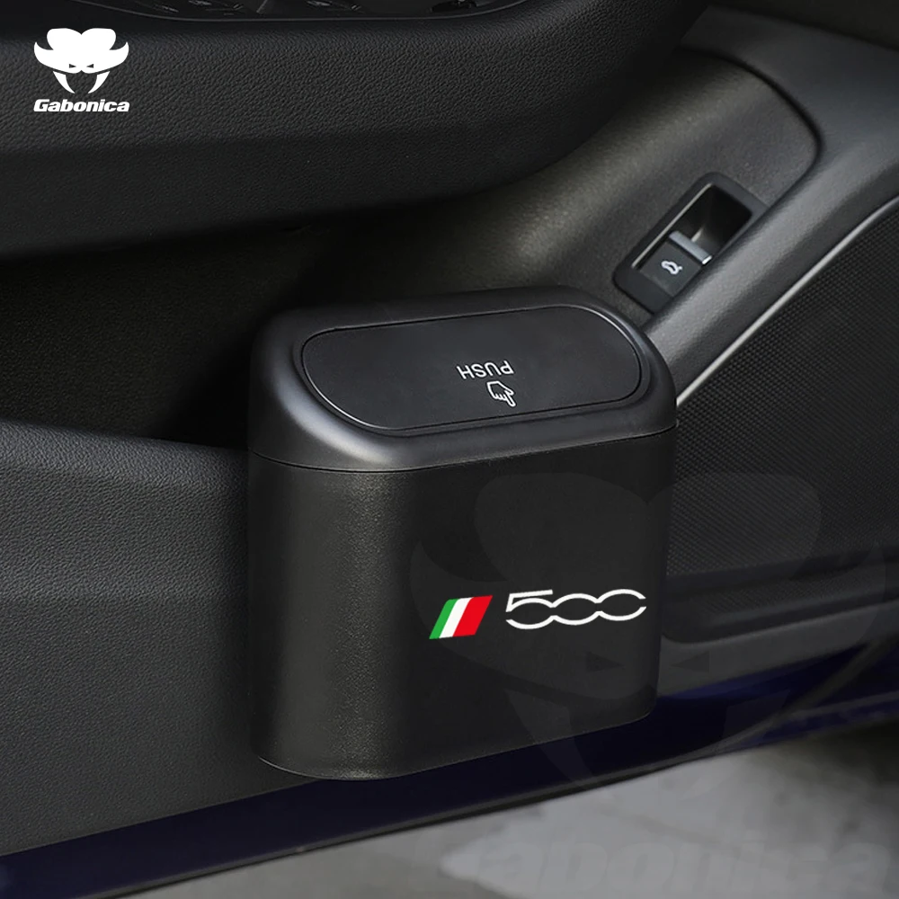 New Car Trash Bin Hanging Vehicle Garbage Dust Case Storage Box Trash Can For Fiat 500 500C 500X 500L Auto Interior Accessories