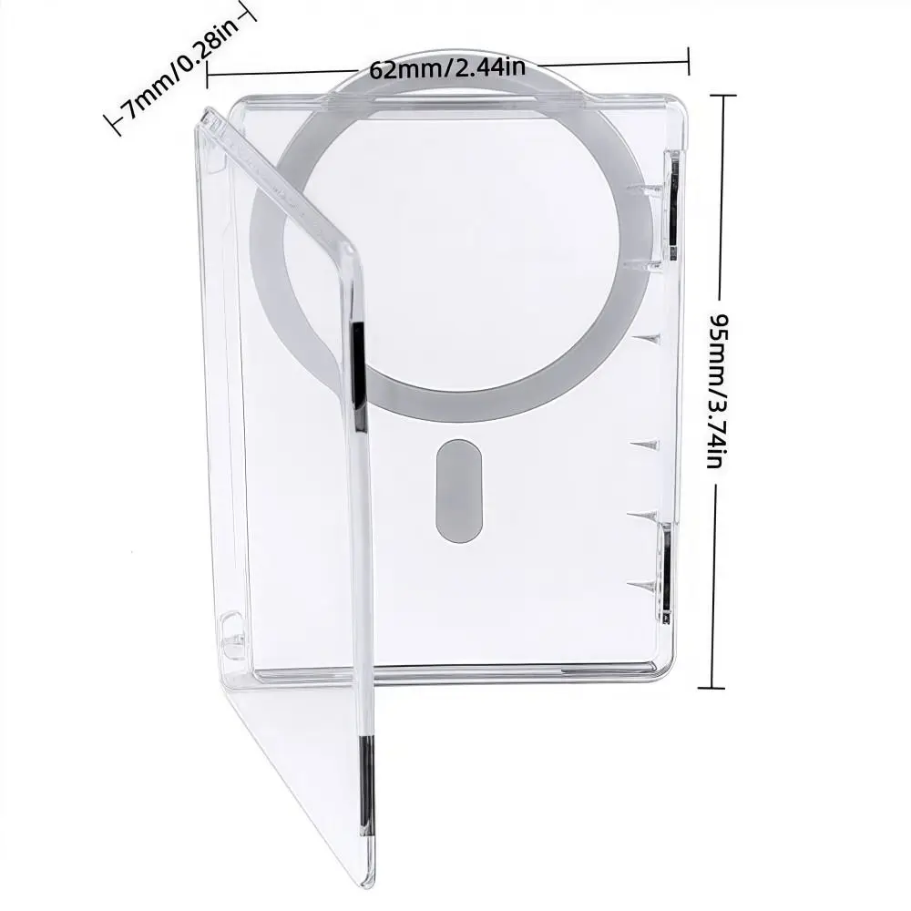 Ultra-Thin Transparent Magnetic Card Sleeve Wallet with Stand and Shockproof Case