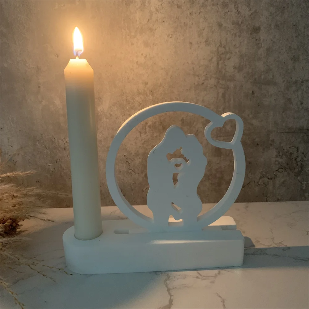 DIY Men and Women Candle Holder Silicone Mold Cement Gypsum Clay Pouring Resin Mother's Day Ornaments Molds Home Decorn