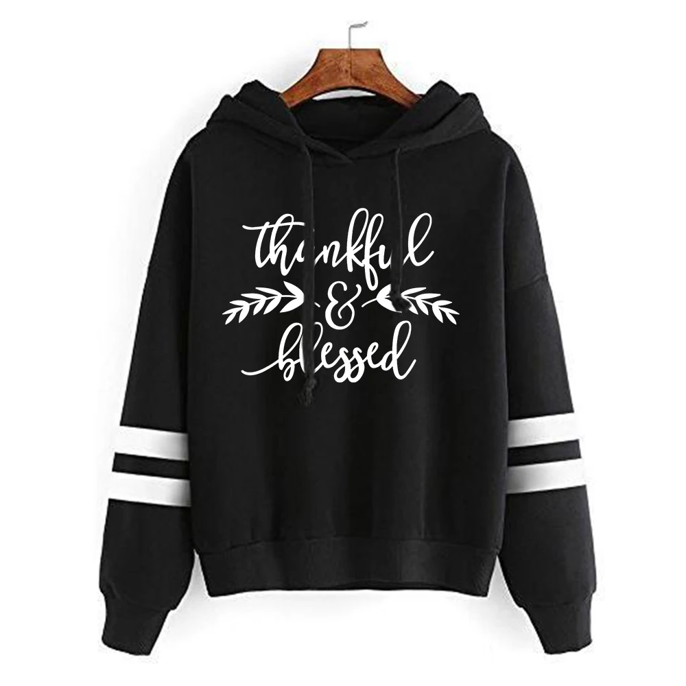 Thankful Hoodies Happy Thanksgiving Hoodies Women Fall Turkey Sweatshirt Print Winter Clothes Streetwear Women M