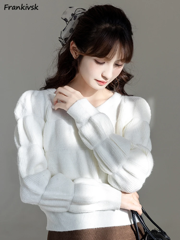 

Укороченные свитера, женские осенние Популярные универсальные корейские в стиле преппи с длинным рукавом, в стиле Хай-стрит, модные вязаные свитера для колледжа