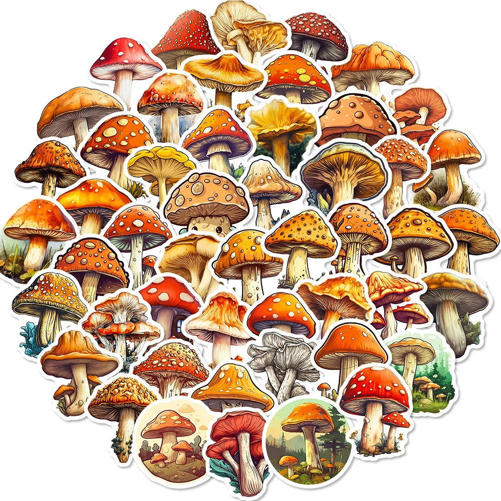 10/30/50pcs Vintage Mushroom Plant Cartoon Decoration Stickers for Kid DIY Toy DIY Scrapbooking Luggage Stationery Retro Sticker yoofun 60pcs pack vintage stickers retro flowers mushroom church lable for journal scrapbooking decorative kawaii stationery