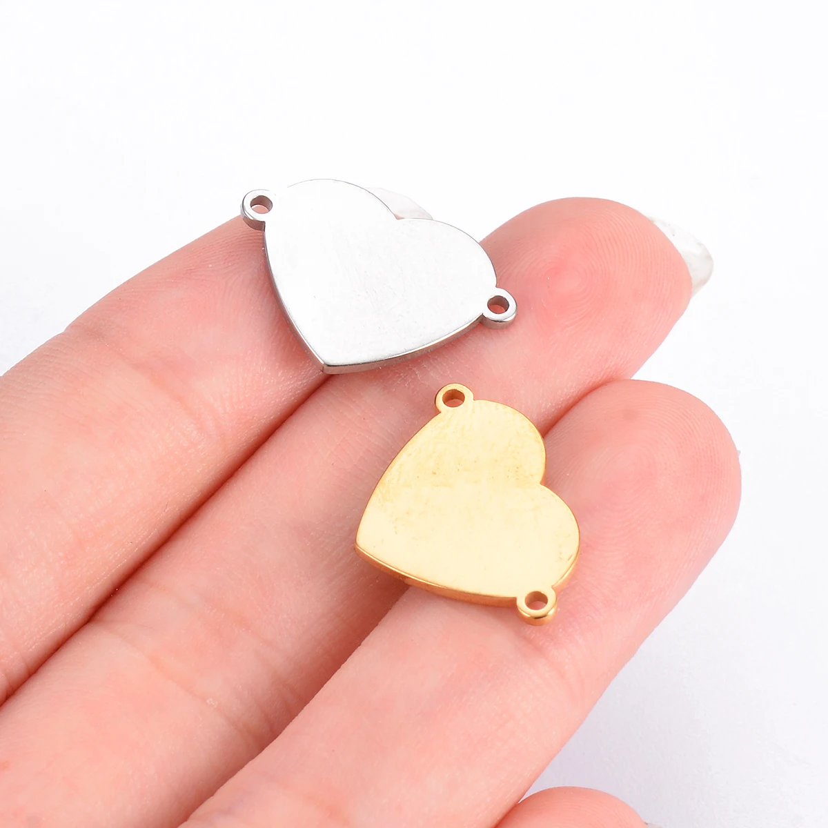 

20pcs Stainless Steel Love Heart Tags Polished Double Hole Connector Charms Pendant for DIY Bracelets Jewelry Making Accessories