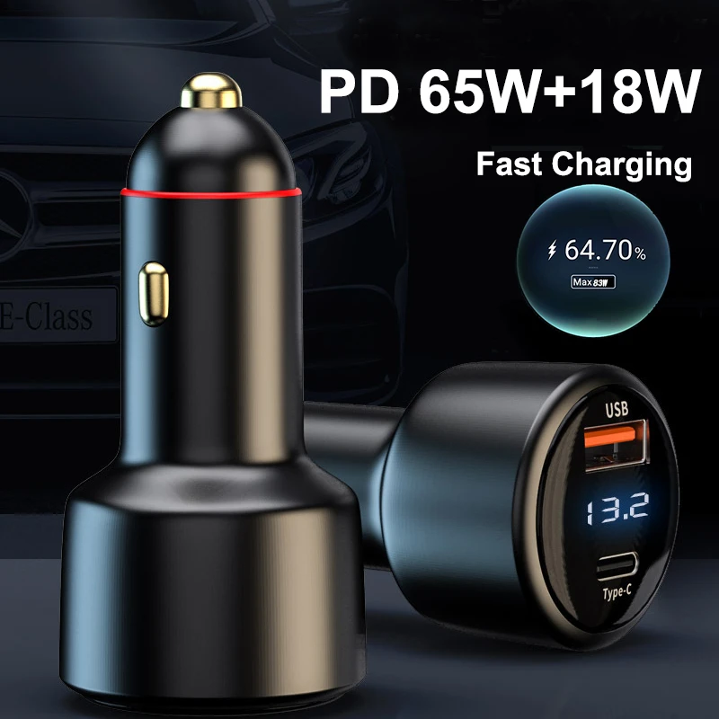 65W USB C PPS Car Charger for Macbook Lenovo Asus Laptops Type C Fast