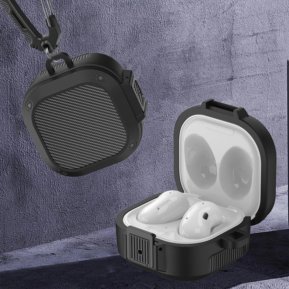 Enhanced Shockproof Protective Earbud Case with Hook - Sturdy Armor Cover