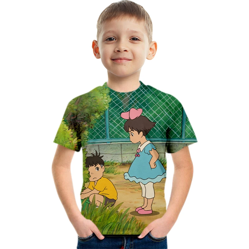 cute T-Shirts Japanese Anime T-shirt Kids Girls Clothes Spirited Away 3D Print T-shirt Tonari No Totoro Ponyo On The Cliff T Shirt teenager T-Shirts luxury