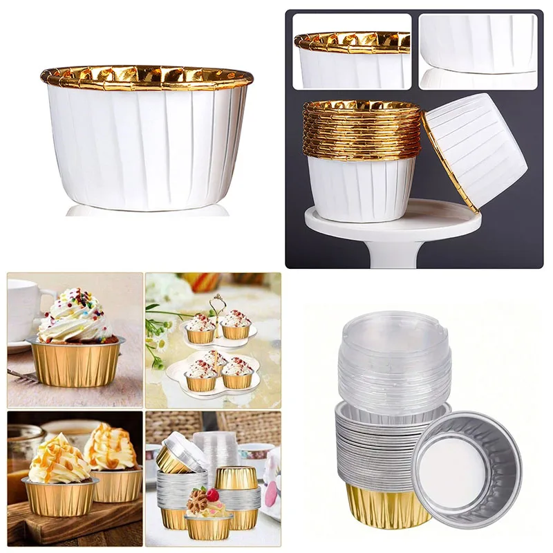Disposable Aluminum Foil Tart Pans with Lids, Mini Pie Cupcake Baking Molds, Oven &... - SKU AFTP1535 - UGI Packaging