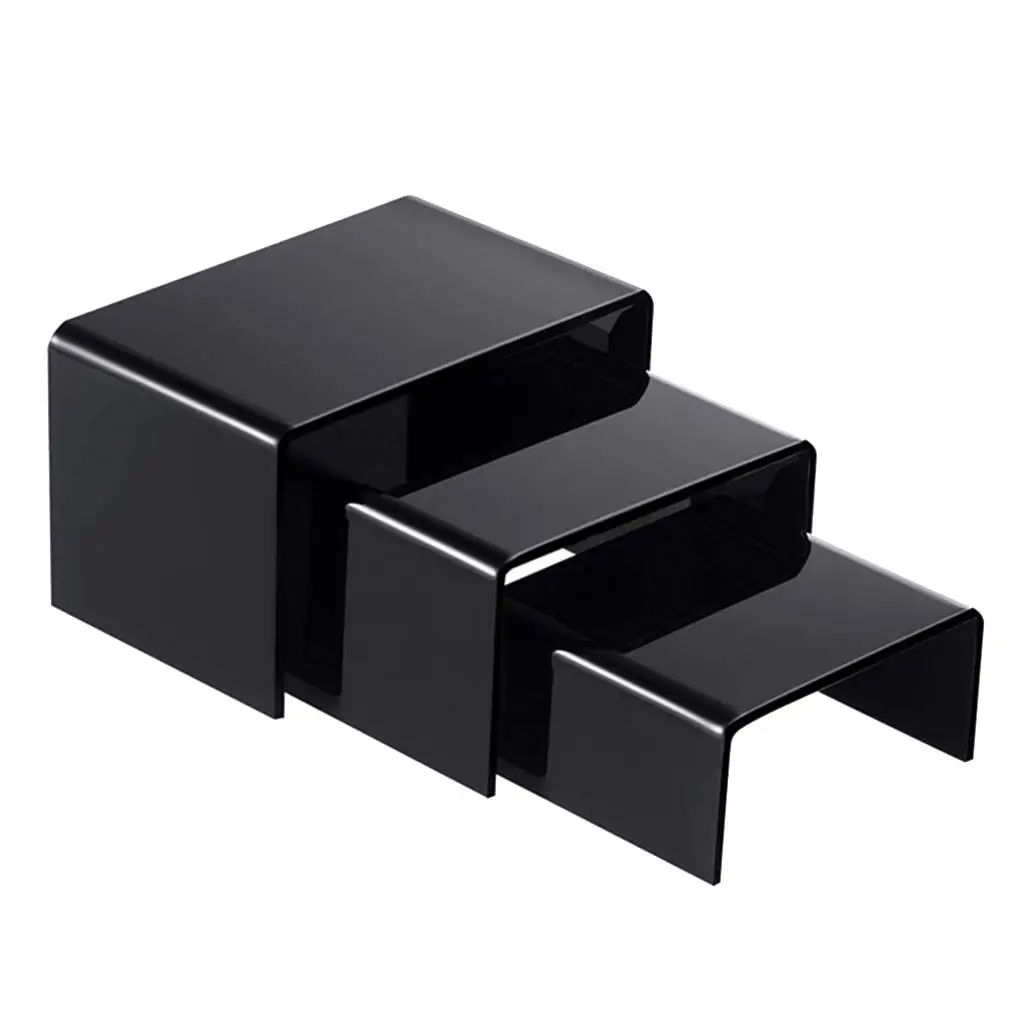 Riser for Counters, Different U-Shaped Displays Set of 3 Black Acrylic