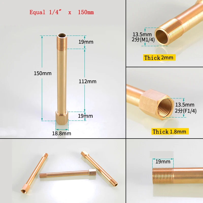 Raccord de tuyau en laiton 1/8 1/4 3/8 x 50/75/100/125/