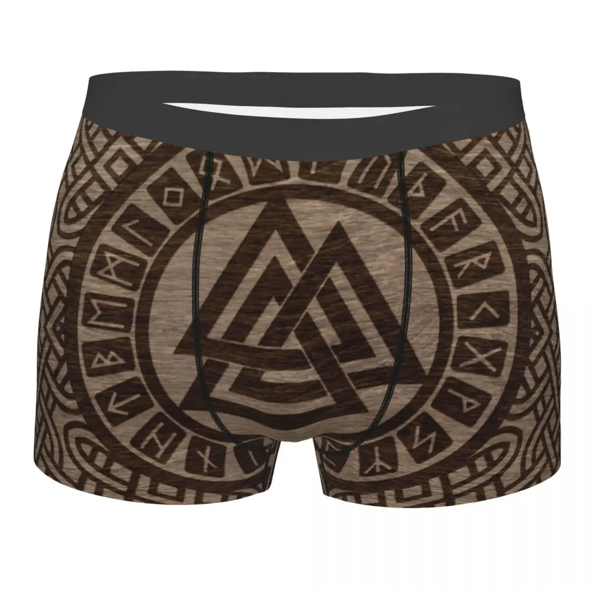 

Fashion Valknut Symbol And Runes On Wood Boxers Shorts Underpants Male Comfortable Norse Viking Odin Briefs Underwear