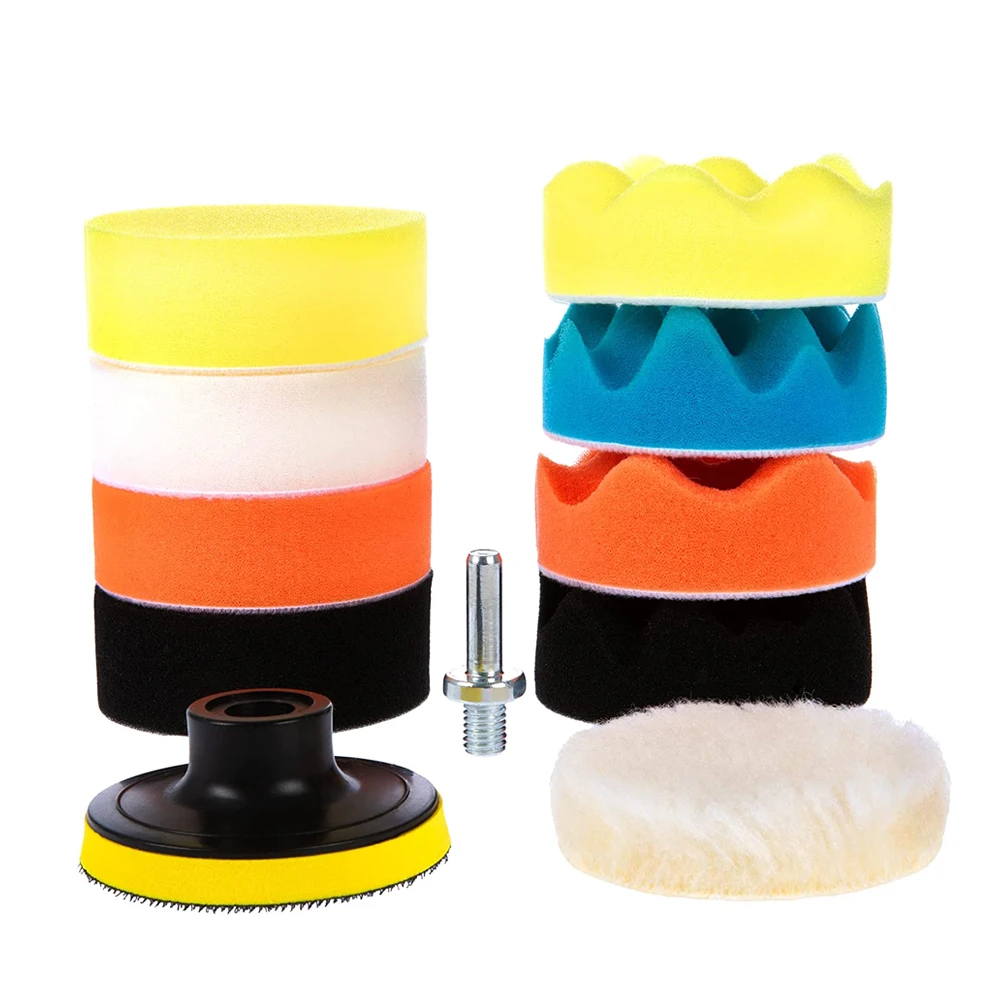 11Pcs/Set Polishing Sponge Plate Set Imitation Plush Waxing Cleaning Sponge Wheel Car Beauty Electric Drill Polishing Disc 2